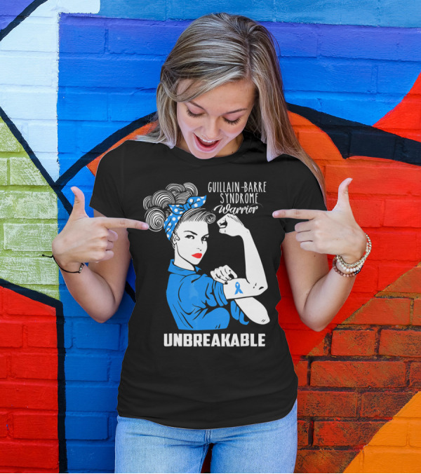 Guillain-Barre Syndrome Warrior Unbreakable Retro Strong Woman With Awareness T-Shirt