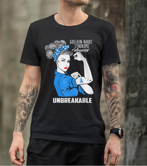 Guillain-Barre Syndrome Warrior Unbreakable Retro Strong Woman With Awareness T-Shirt