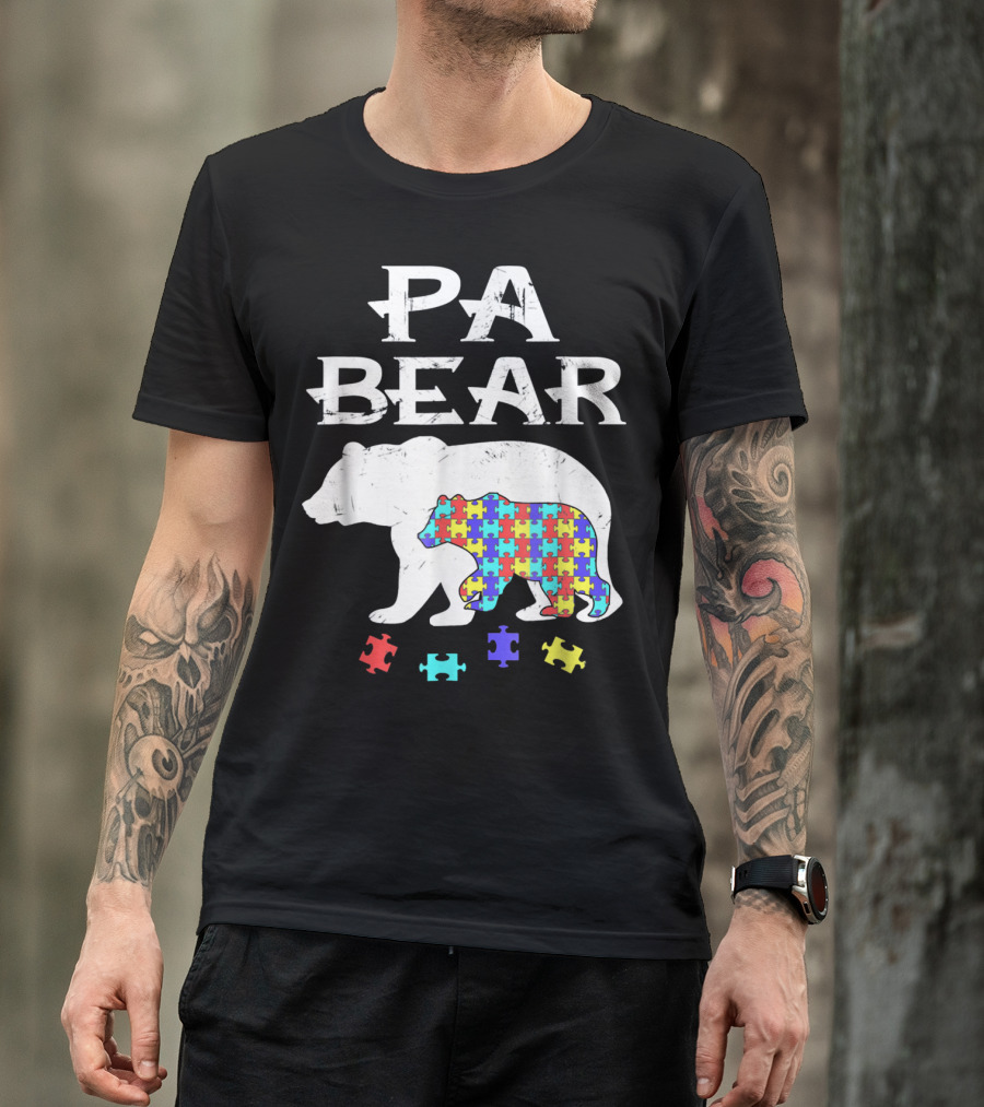 PA Bear With Autism Awareness Puzzle Pieces T-Shirt