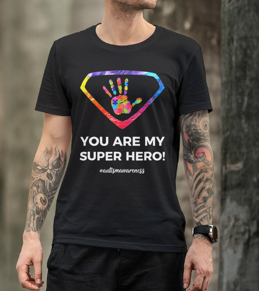 You Are My Superhero Autism Awareness Handprint Puzzle T-Shirt