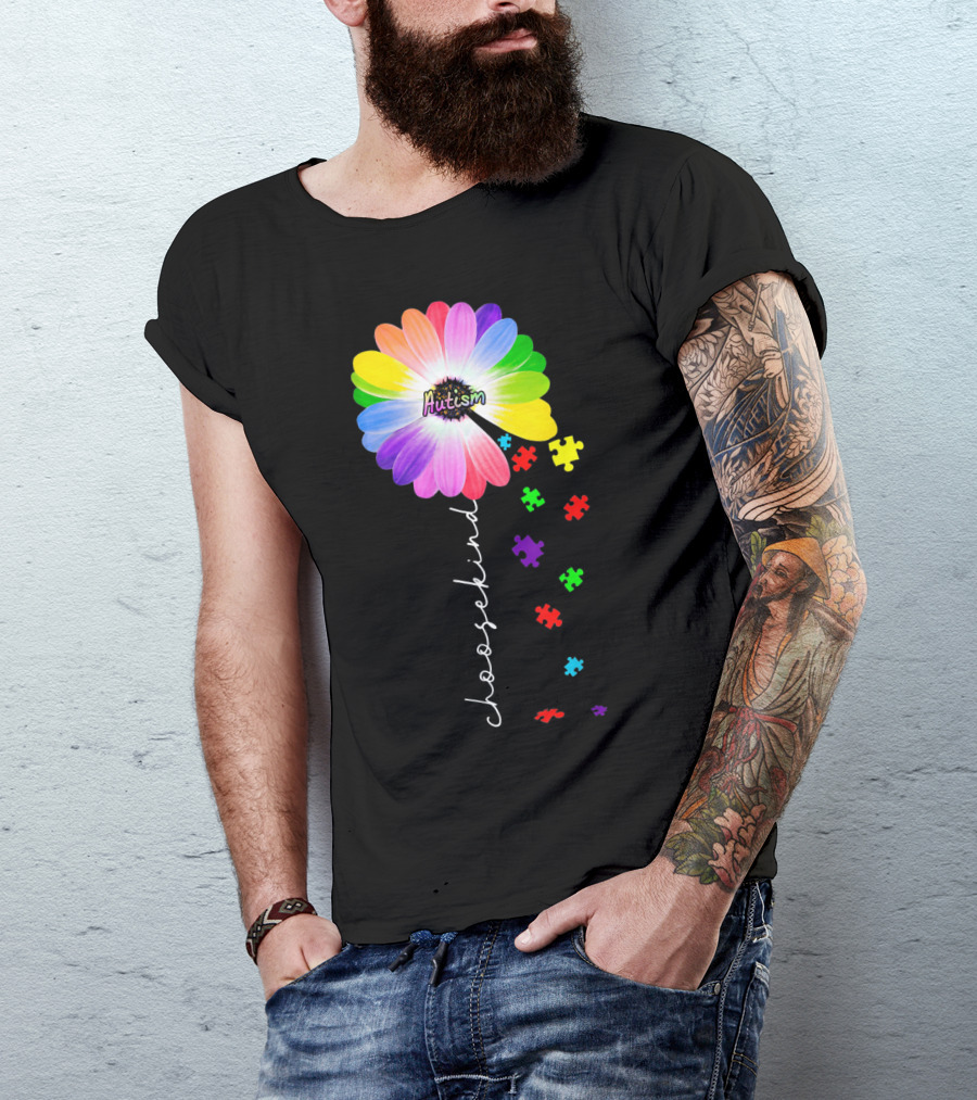 Daisy Flower Autism Choose Kind Puzzle Pieces Awareness T-Shirt