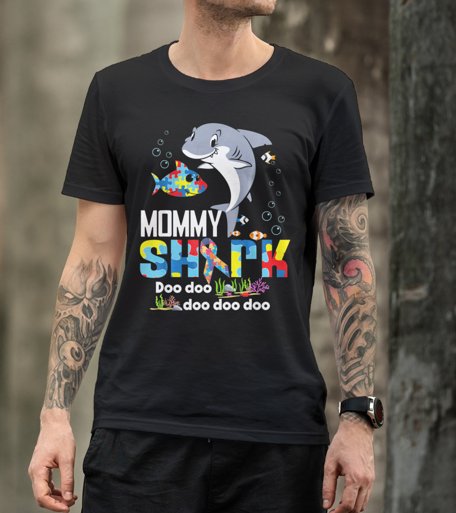 Mommy Shark Autism Doo Doo Doo Autism Puzzle T-Shirt