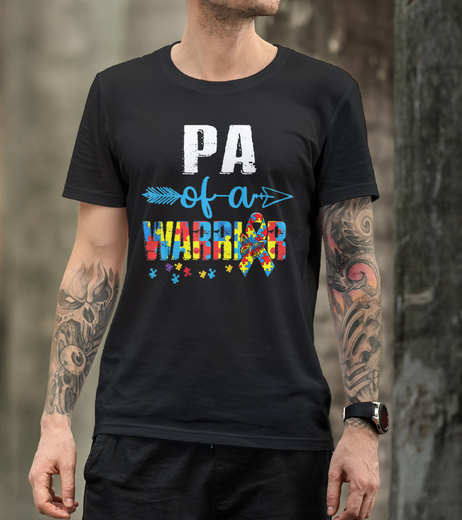 Pa Of A Warrior Autism Awareness Puzzle T-Shirt
