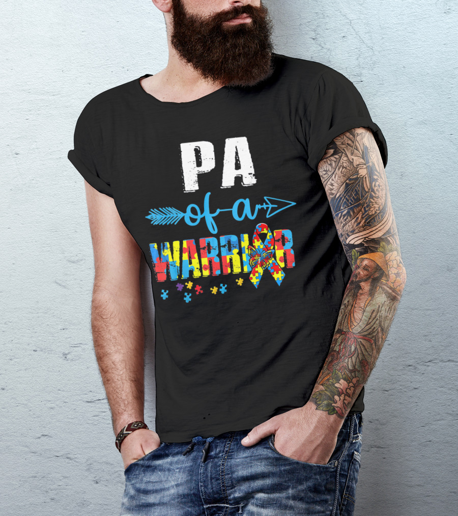 Pa Of A Warrior Autism Awareness Puzzle T-Shirt