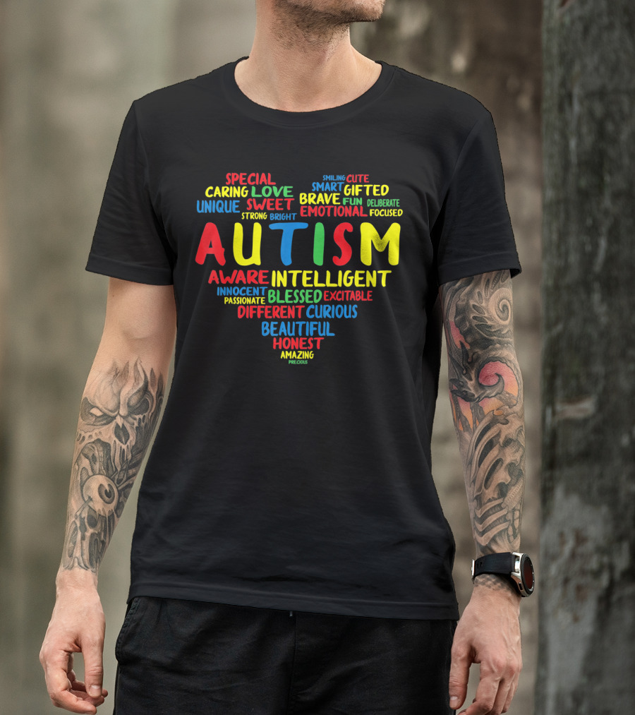 Autism Heart Intelligent Emotional Honest Caring Brave Unique Special T-Shirt
