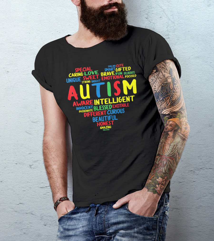 Autism Heart Intelligent Emotional Honest Caring Brave Unique Special T-Shirt