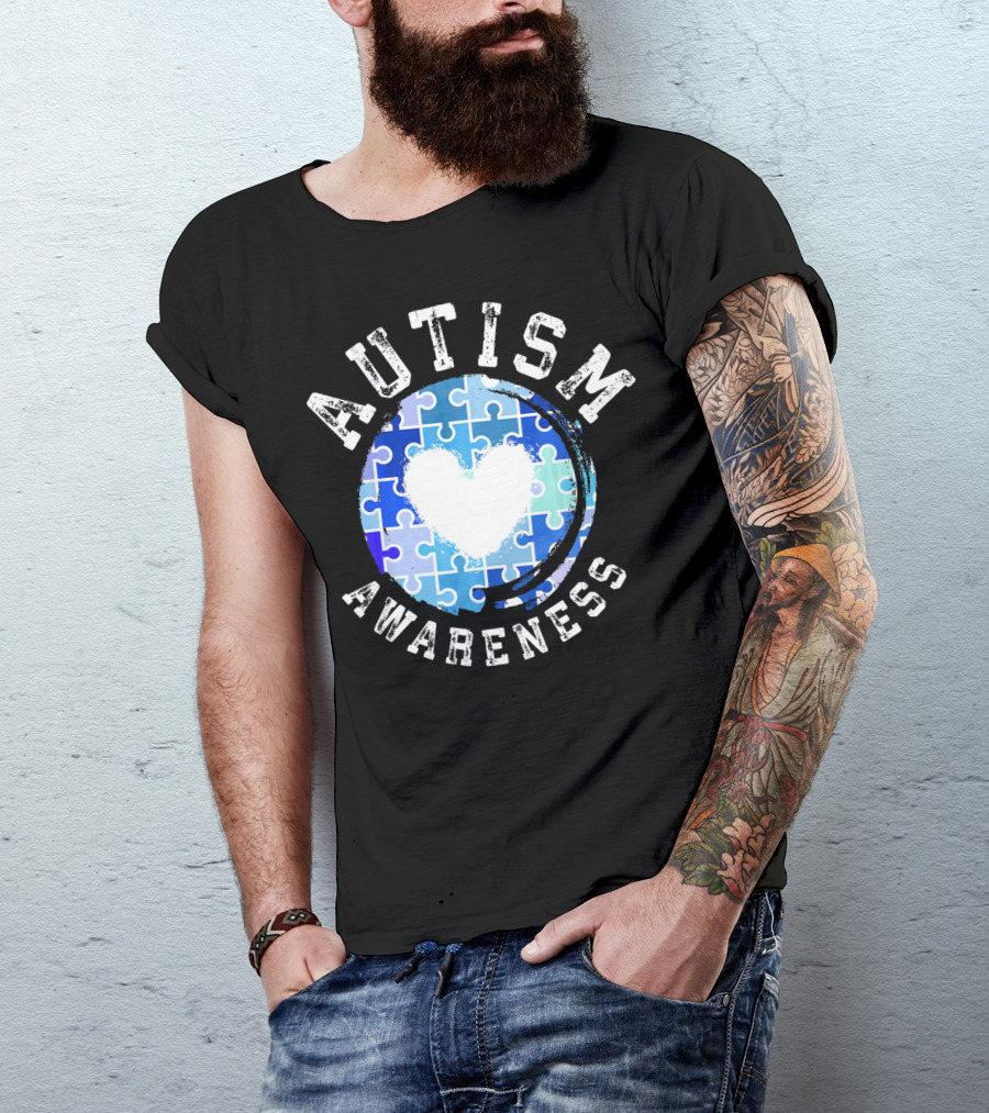 Autism Awareness Heart Puzzle T-Shirt