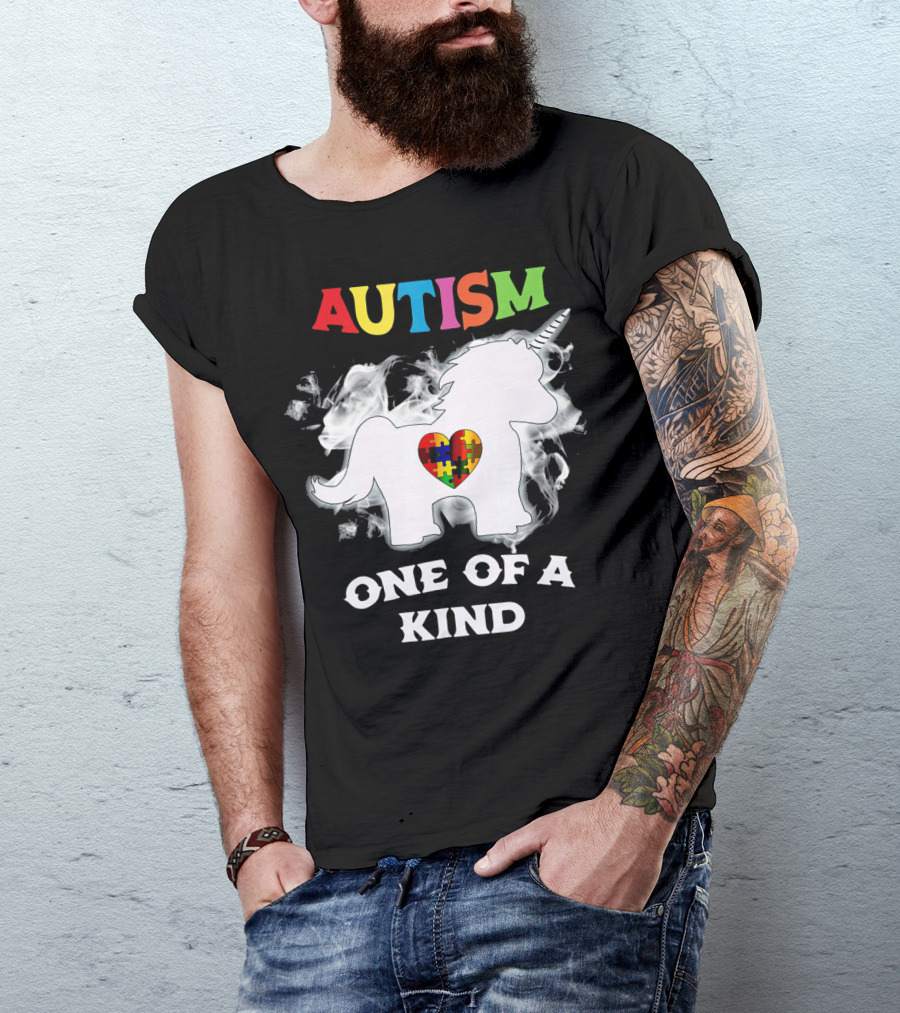 Autism One Of A Kind Unicorn Puzzle Heart T-Shirt