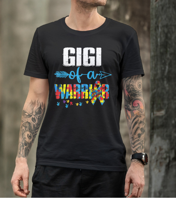 Gigi Of A Warrior Autism Awareness Puzzle T-Shirt