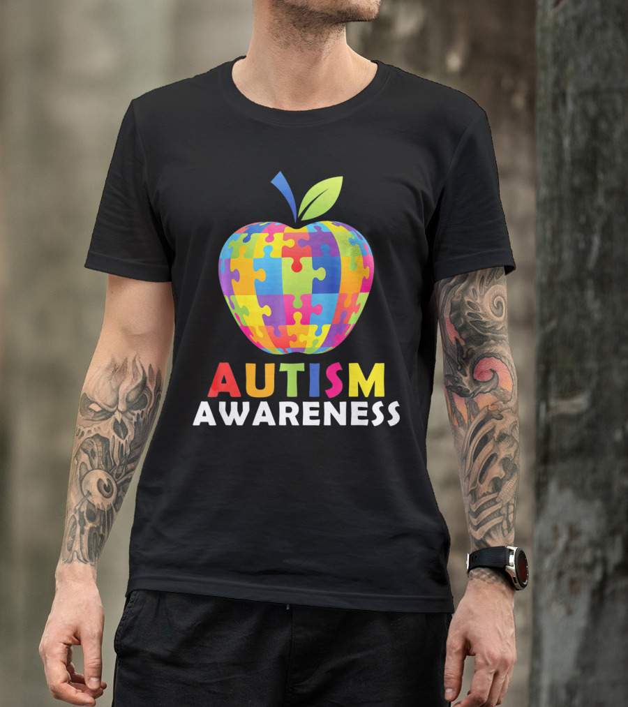 Autism Awareness Puzzle Piece Apple T-Shirt