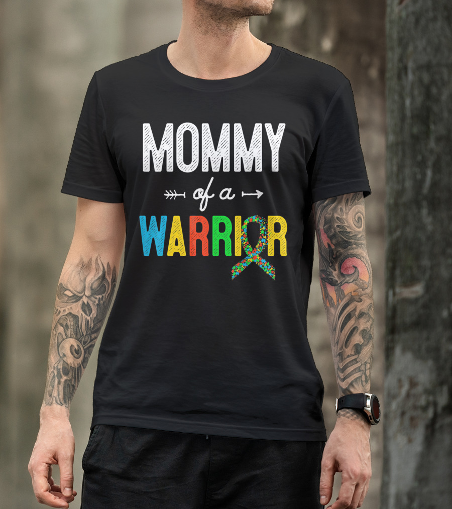 Mommy Of A Warrior Autism Awareness Puzzle T-Shirt