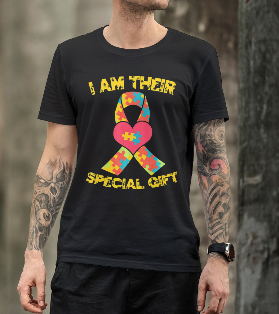 I Am Their Special Gift Autism Awareness Puzzle Ribbon Heart T-Shirt