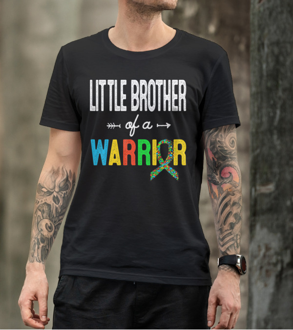 Little Brother Of A Warrior Autism Awareness Puzzle T-Shirt