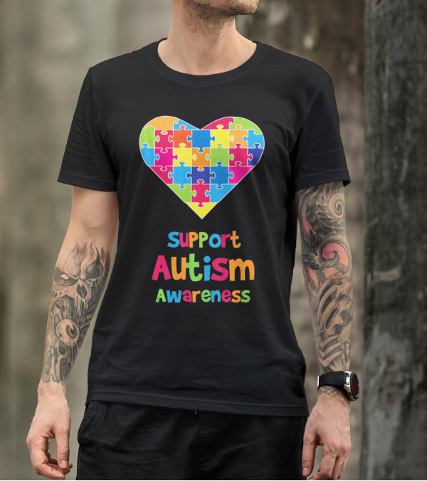Support Autism Awareness Heart Puzzle T-Shirt