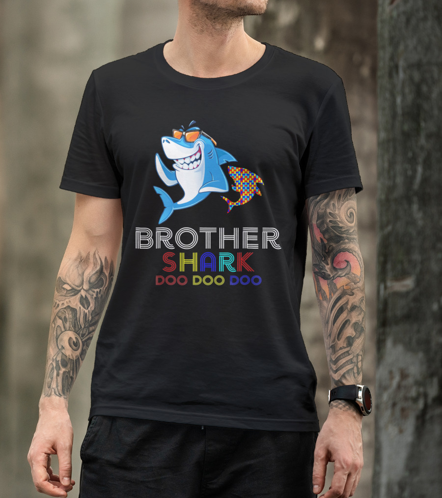 Brother Shark Doo Doo Doo Autism Awareness T-Shirt