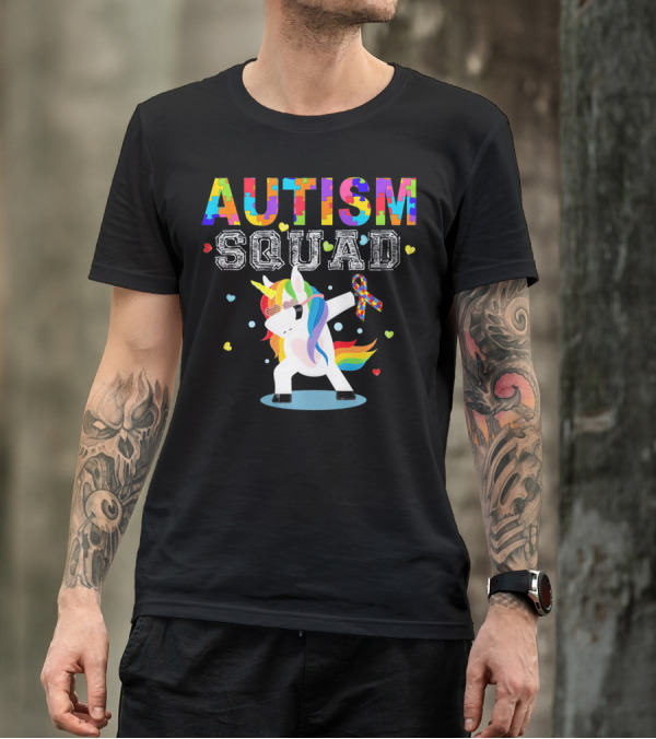 Autism Squad Unicorn Ribbon Autism Awareness T-Shirt