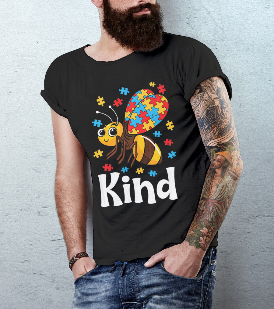 Puzzle Bee Kind Autism Awareness Beekind T-Shirt