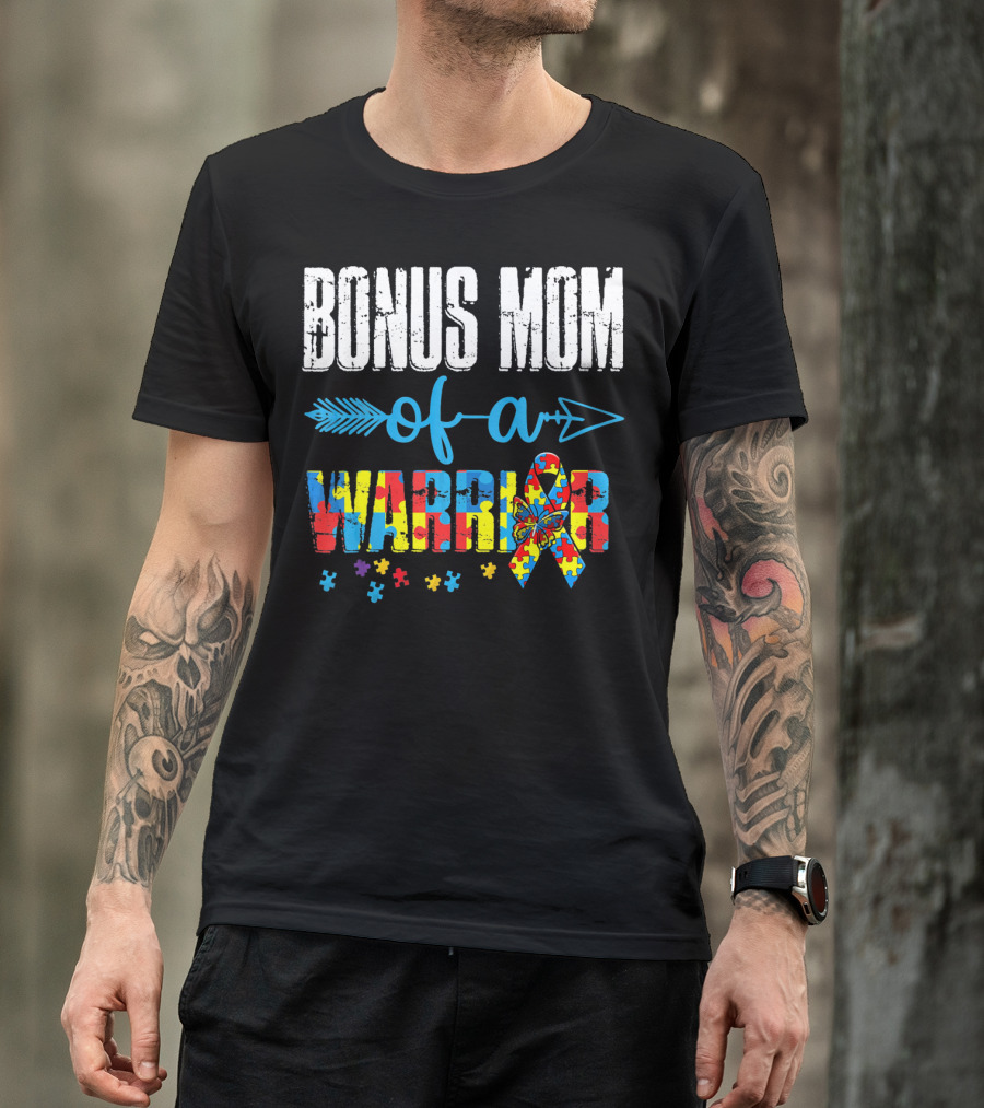 BONUS MOM OF A WARRIOR AUTISM AWARENESS PUZZLE T-Shirt