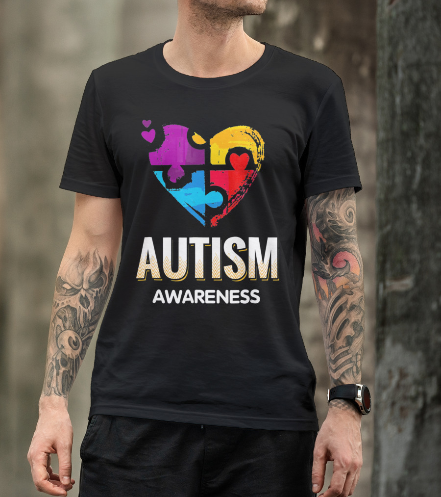 Autism Awareness Love Puzzle Heart T-Shirt