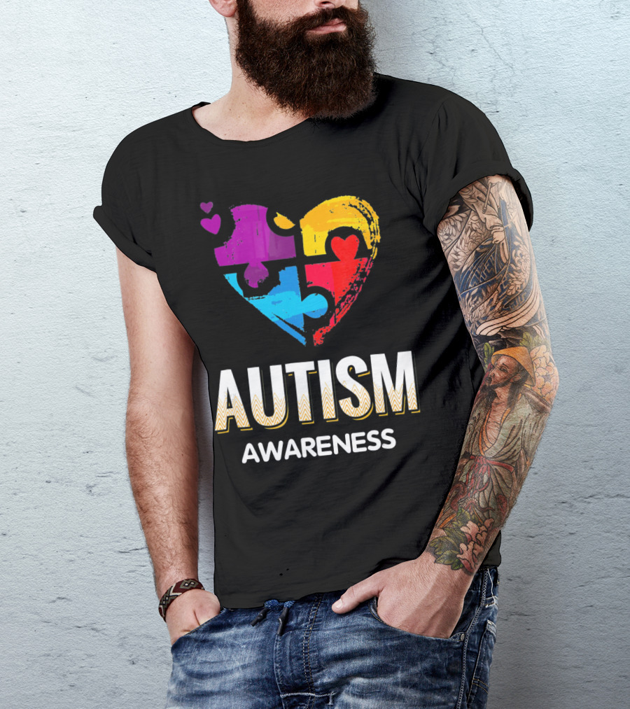 Autism Awareness Love Puzzle Heart T-Shirt