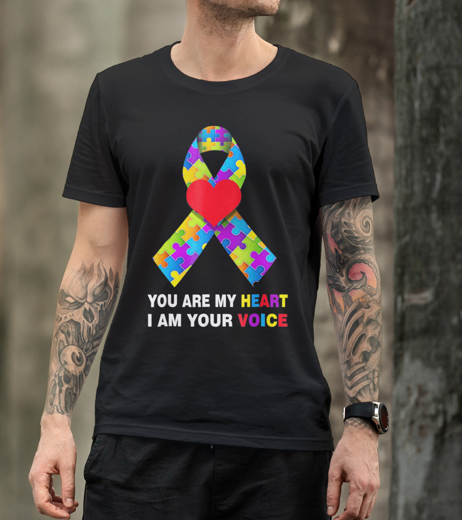 You Are My Heart Autism Awareness Puzzle Ribbon I Am Your Voice T-Shirt