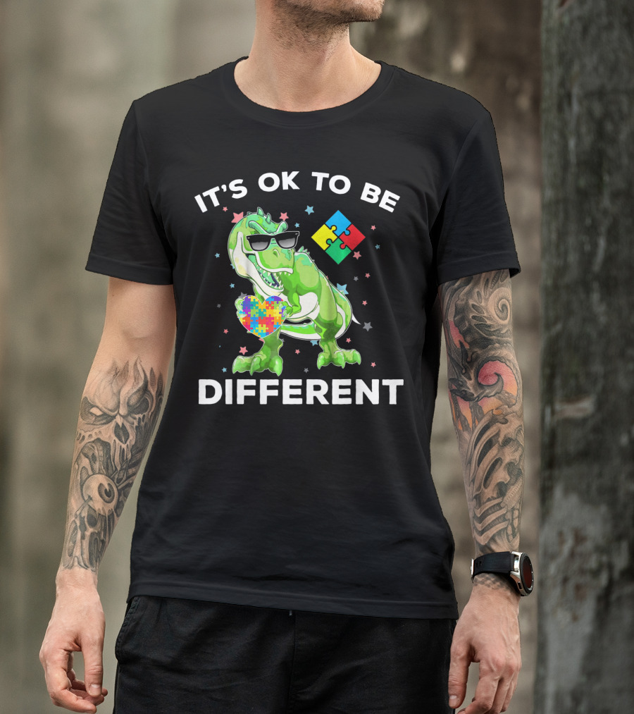Autism Awareness REX Dinosaur It's OK To Be Different T-Shirt