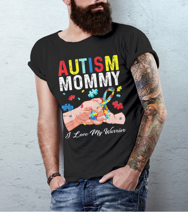Autism Mommy I Love My Warrior Puzzle T-Shirt