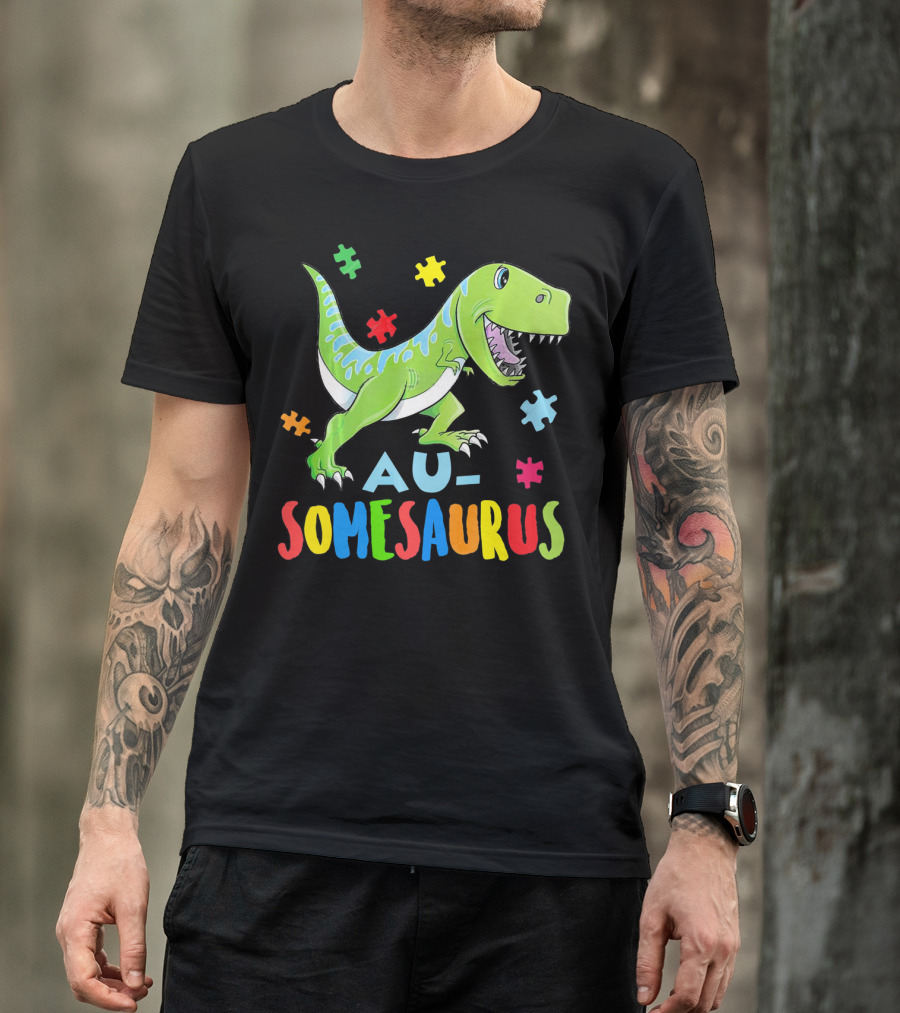Ausomesaurus Dinosaur Autism Awareness T-Shirt