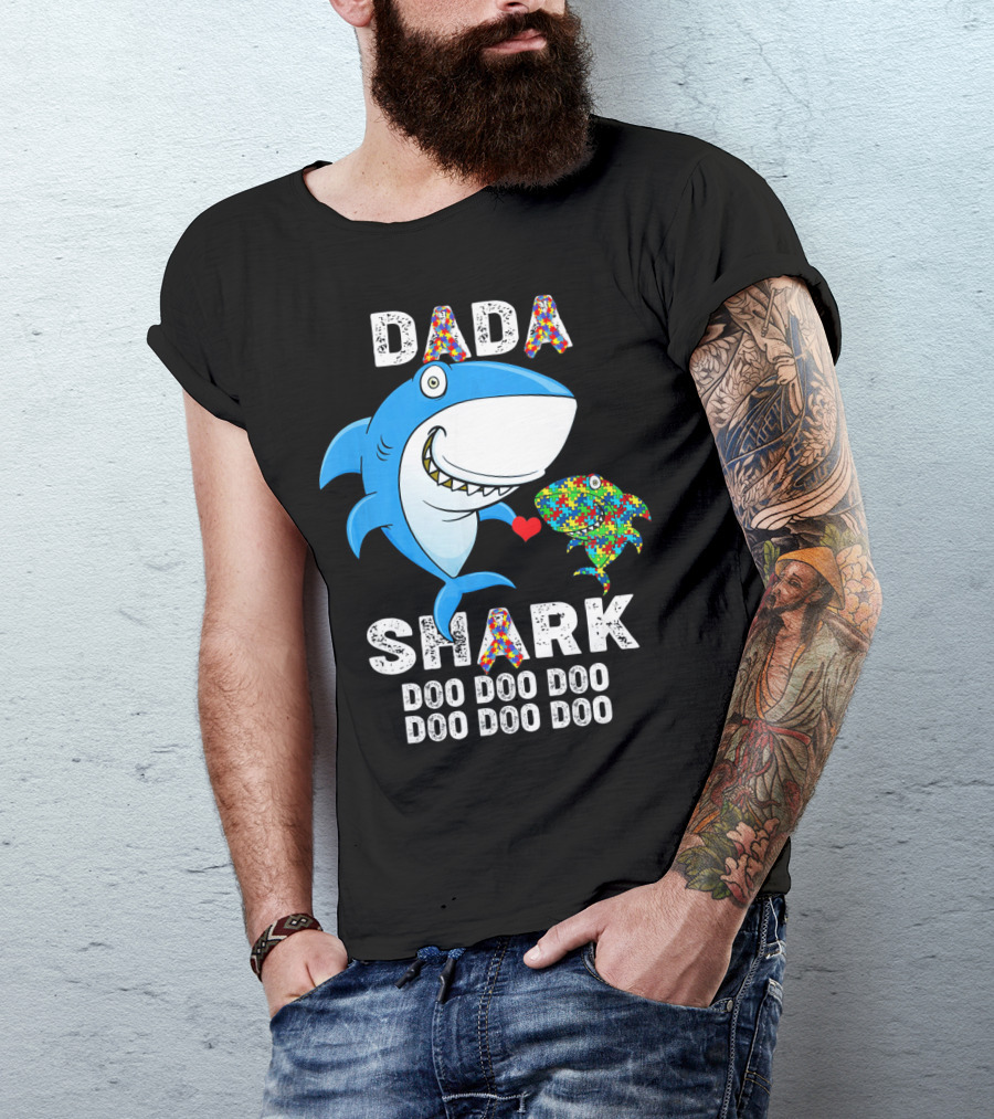 Dada Shark Autism Awareness Doo Doo Doo T-Shirt