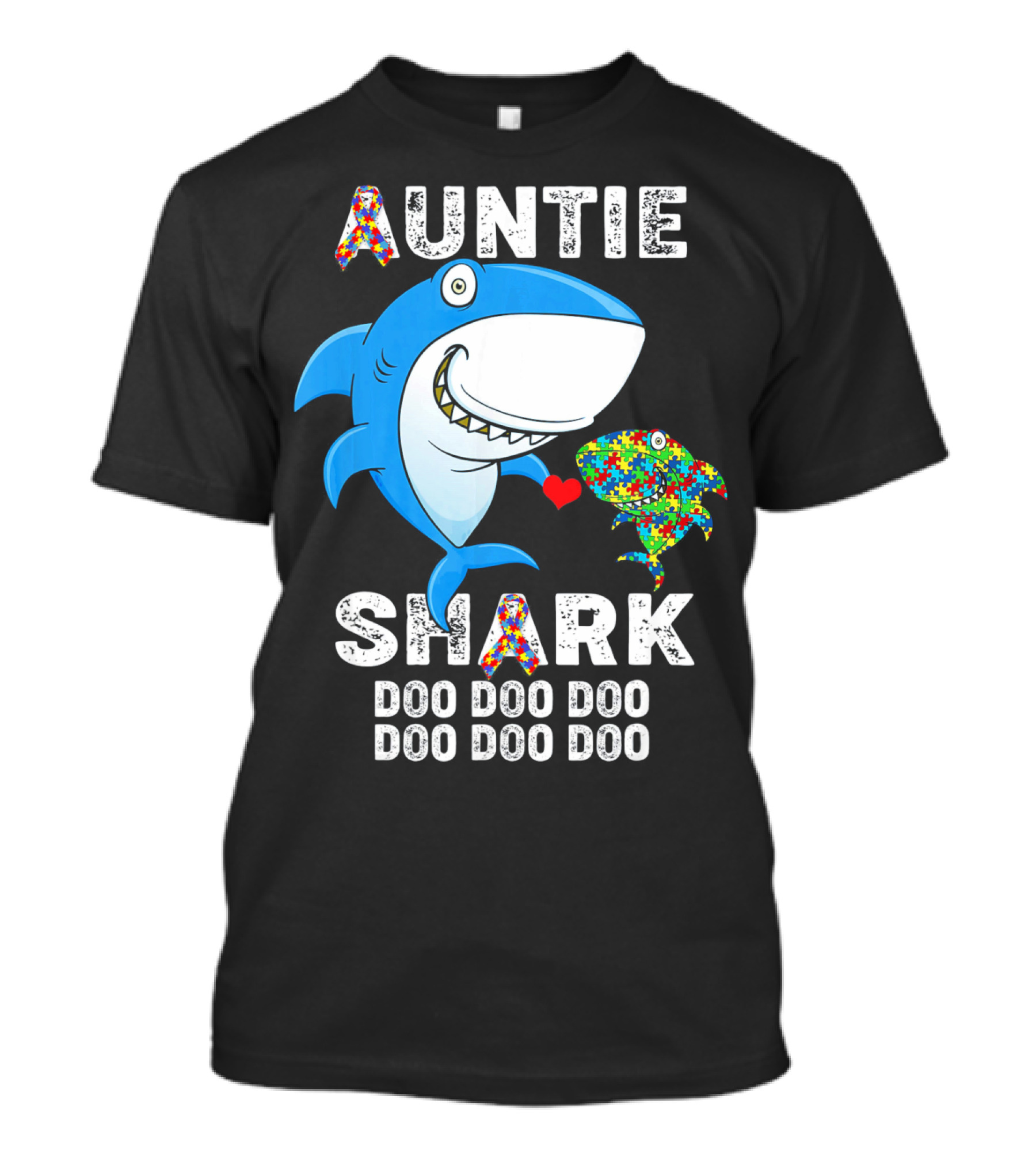 Auntie Shark Doo Doo Doo Autism Awareness Aunt T-Shirt
