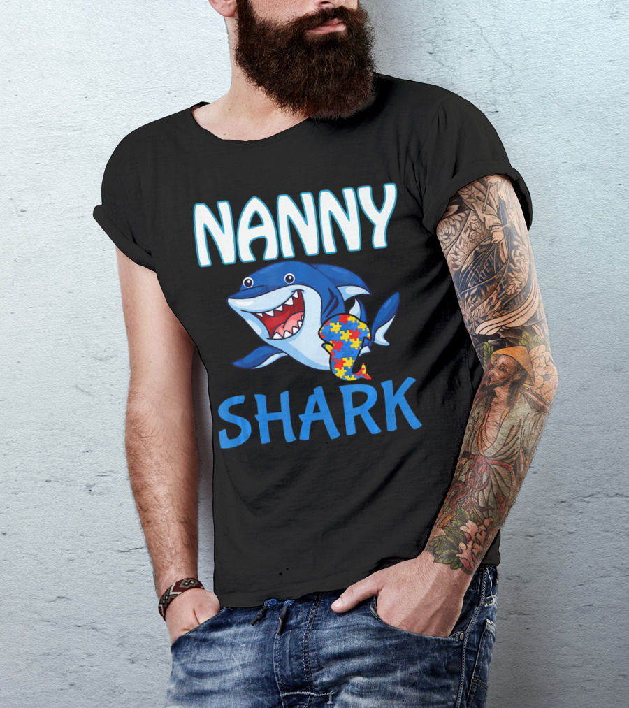 Nanny Shark Autism Awareness Puzzle Piece T-Shirt