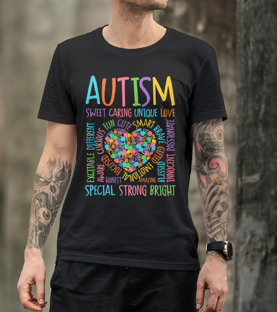Autism Awareness Heart Puzzle Sweet Caring Unique Love Special Strong Bright T-Shirt