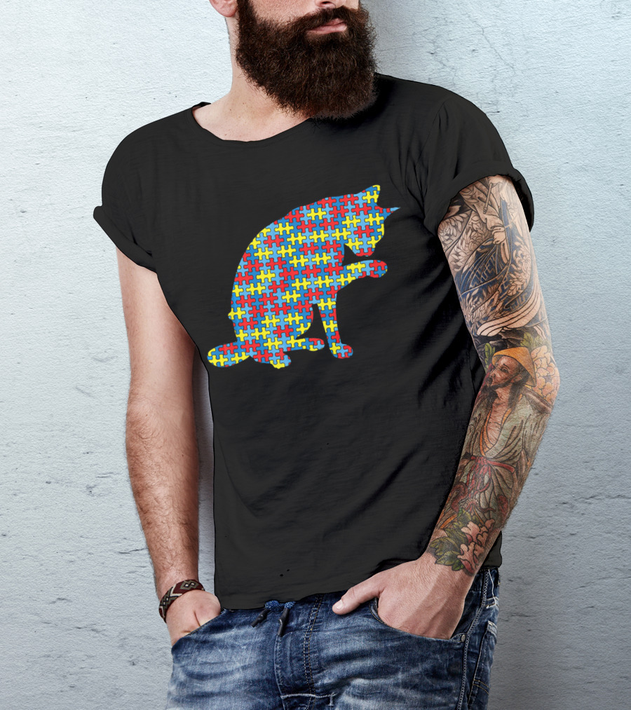 Abyssinian Autism Awareness Kitten Puzzle T-Shirt