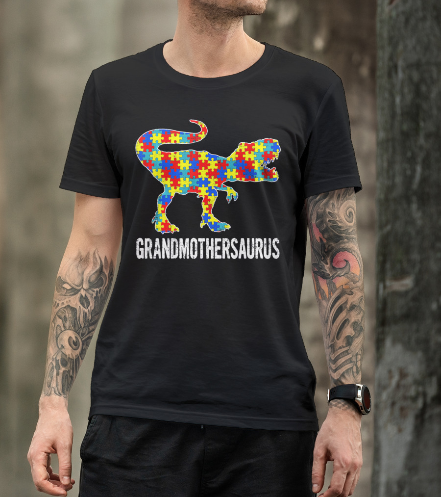 Grandmothersaurus Dinosaur Autism Puzzle T-Shirt