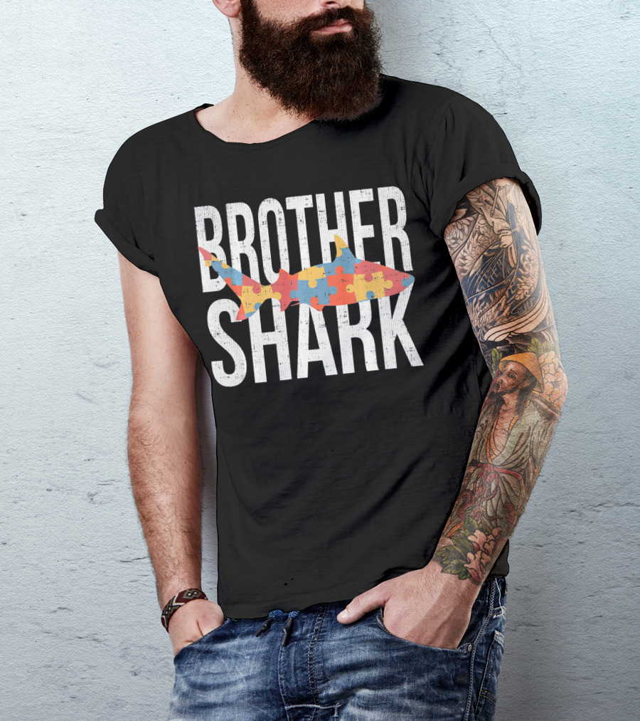 Brother Shark Puzzle Autism Awareness Family T-Shirt
