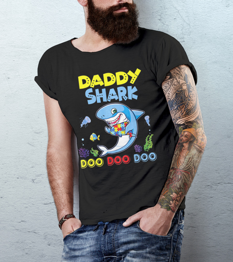 Daddy Shark Autism Doo Doo Doo Awareness T-Shirt