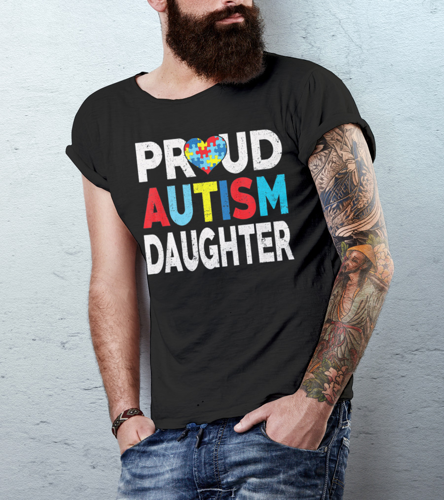 Proud Autism Daughter Heart Puzzle Love T-Shirt