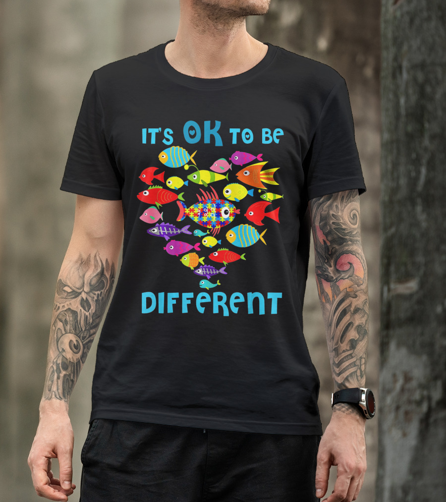 It's OK To Be Different Puzzle Fish Autism T-Shirt