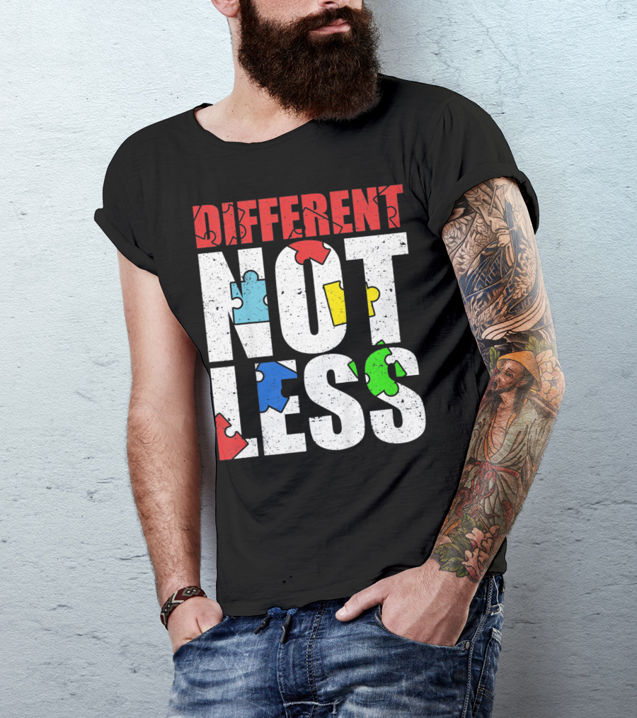 Kids Autism Awareness Different Not Less Puzzle Pieces T-Shirt