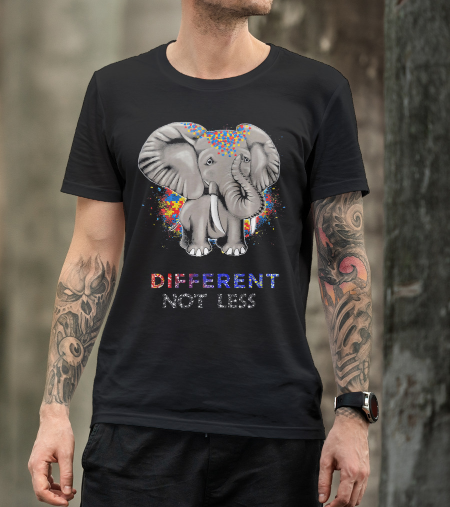 Different Not Less Autism Awareness Elephant T-Shirt