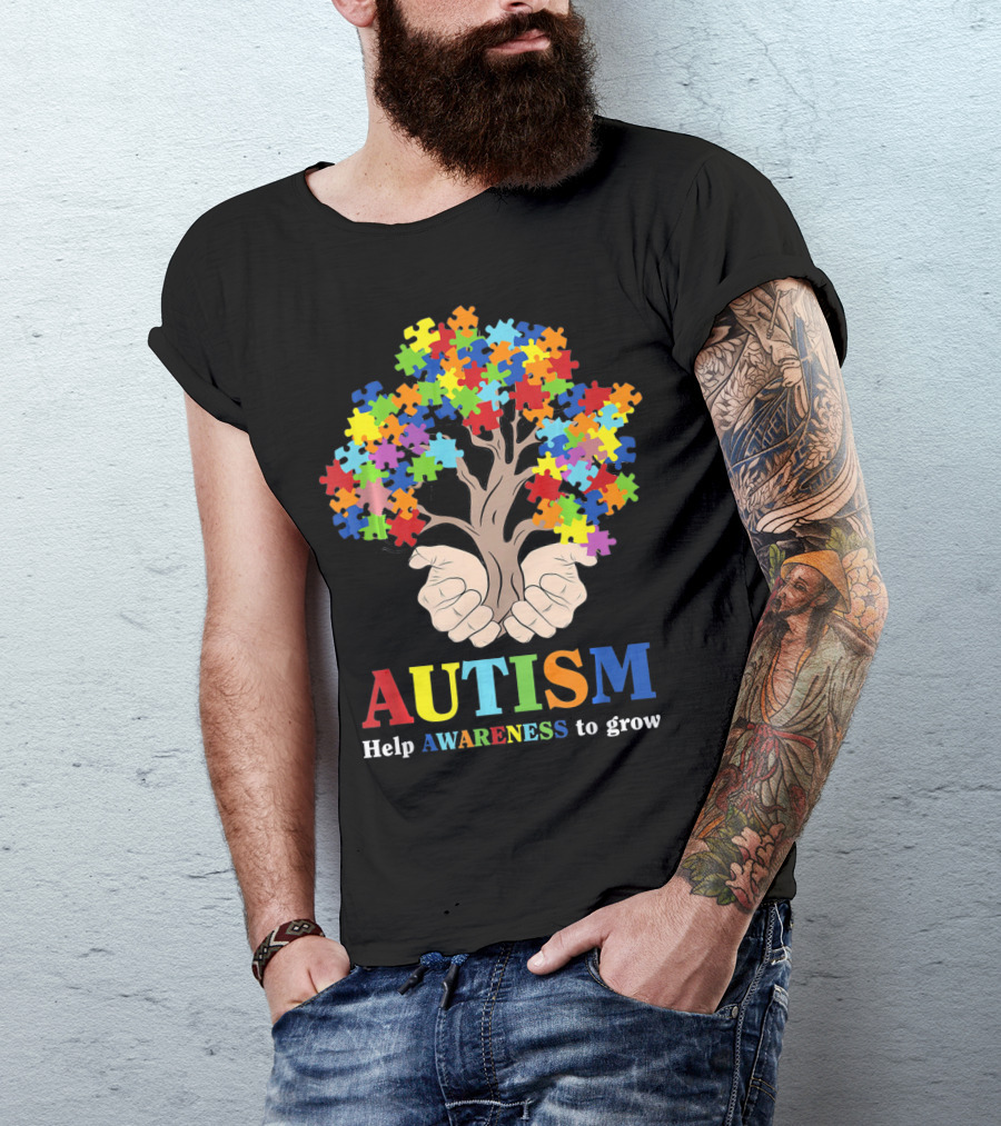 AUTISM Help Awareness To Grow With Puzzle Piece Tree T-Shirt