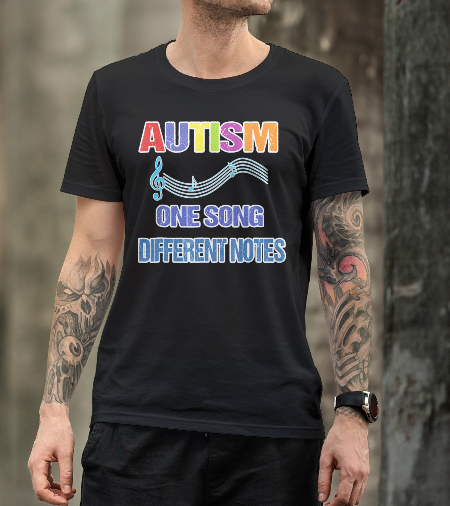 Autism One Song Different Notes Musical Clef T-Shirt