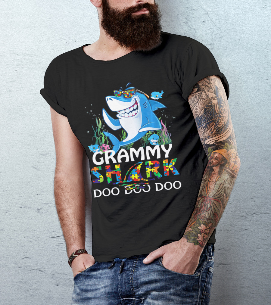 Grammy Shark Autism Awareness Doo Doo Doo T-Shirt