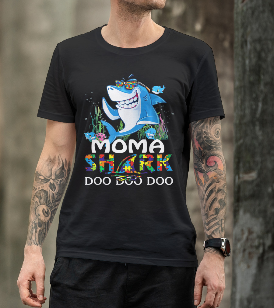 Moma Shark Autism Awareness Doo Doo Doo T-Shirt