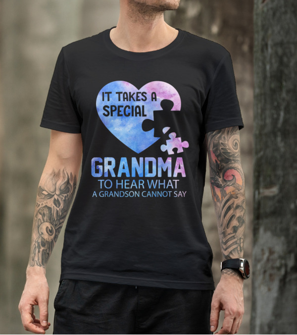 It Takes A Special Grandma To Hear What A Grandson Cannot Say Heart Puzzle Valentine T-Shirt