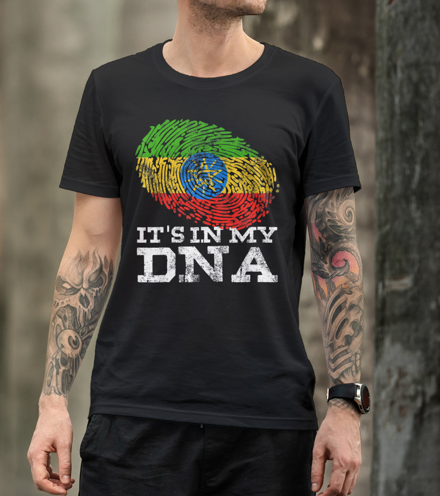 It's In My DNA Ethiopian Flag Fingerprint T-Shirt