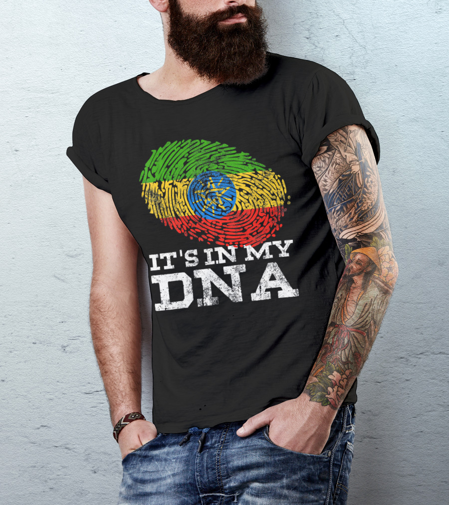 It's In My DNA Ethiopian Flag Fingerprint T-Shirt