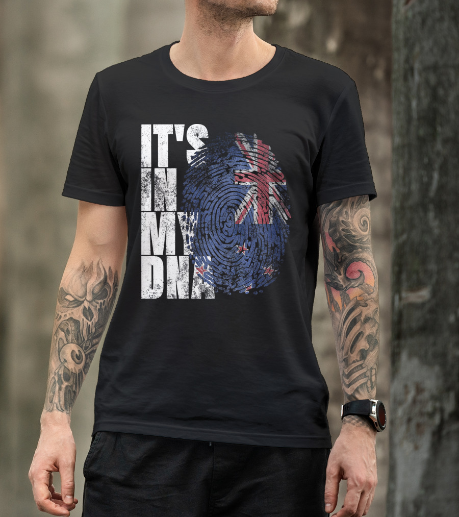 IT'S IN MY DNA New Zealand Maori Kiwi Flag Fingerprint T-Shirt