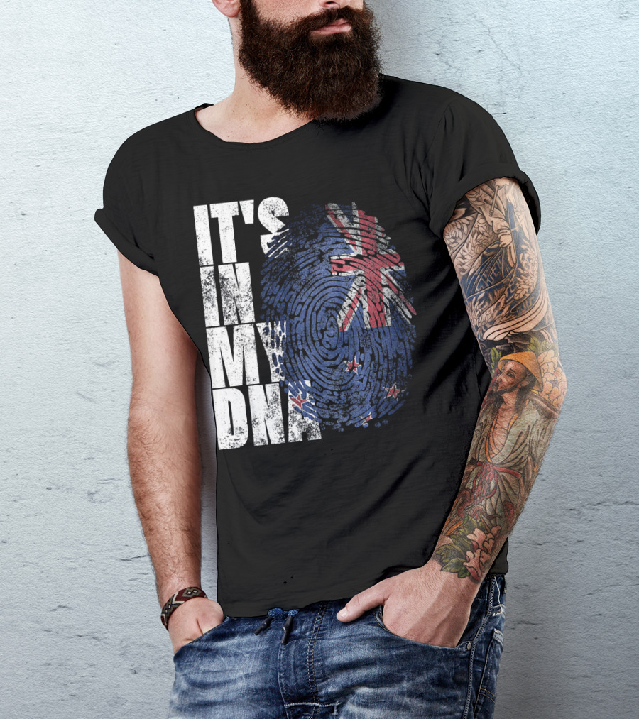 IT'S IN MY DNA New Zealand Maori Kiwi Flag Fingerprint T-Shirt