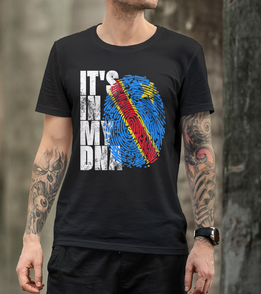 It's In My DNA Congo Flag Fingerprint Afro T-Shirt